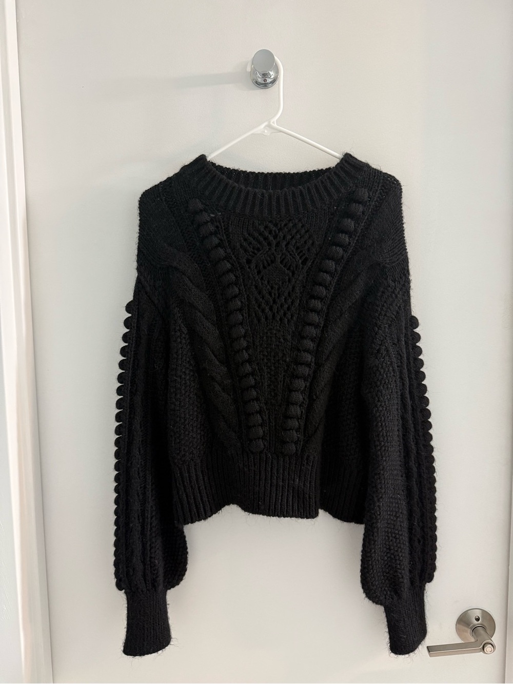 Anthropologie Black Chunky Cable Knit Women's Sweater